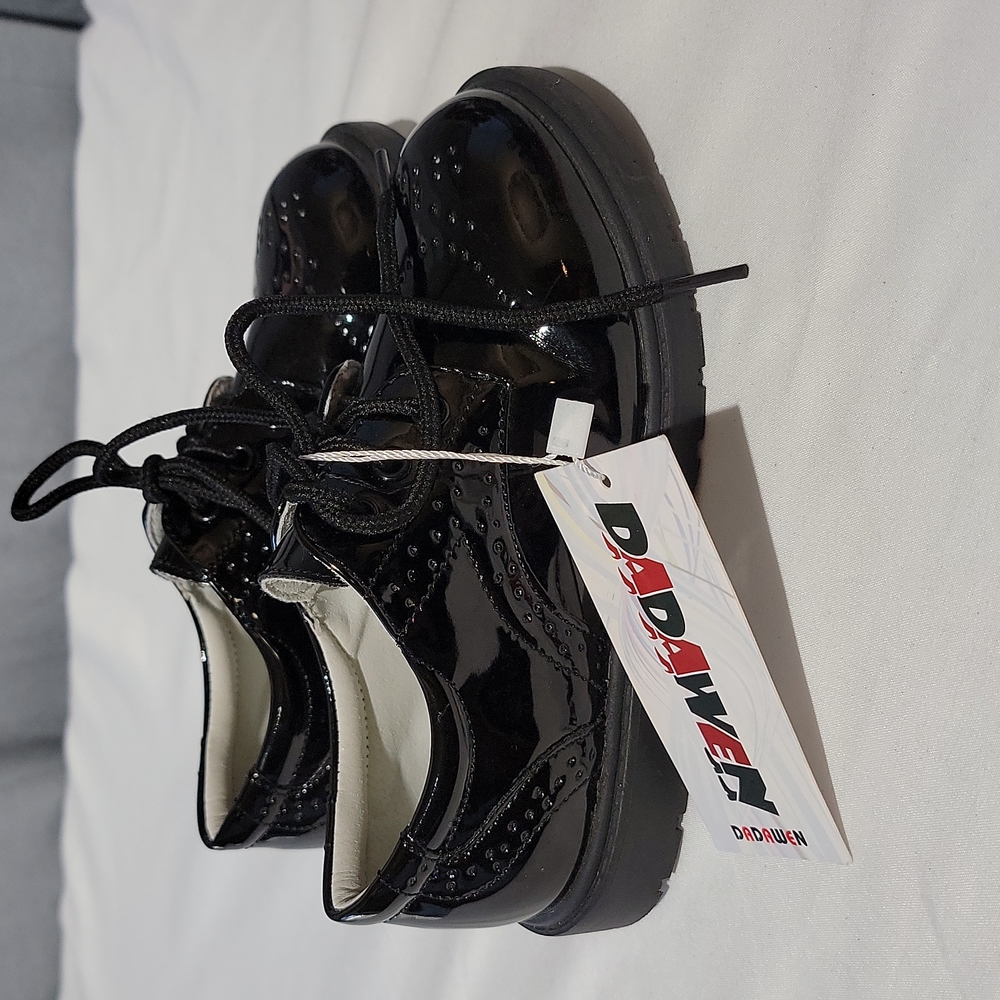 Kid's Black Dress Shoes Shiny Size 29 (US 11.5) Dadawen - Made in China
